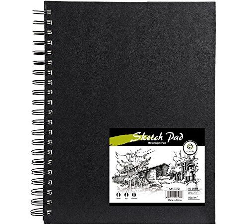 CONDA 8.5"x11" Double-Sided Hardbound Sketchbook, Hardcover Sketchbook, Spiral Sketch Pad, Durable Acid Free Drawing Paper, Ideal for Kids & Adults