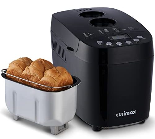 CUSIMAX Bread Maker Machine, with 3 LB Lage Capacity Nonstick Pan & 2 Dough Kneading Paddle, Digital, Programmable, 15-in-1, Gluten Free Black Automatic Bread Machine