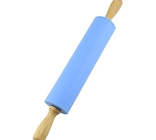 Daizihan Silicone Rolling Pin Non Stick Surface Wooden Handle Red1.97X15.15 (Blue)