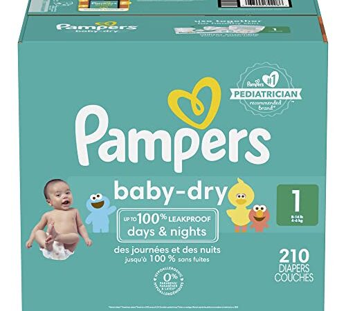 Diapers Size 1 - Pampers Baby Dry Disposable Baby Diapers, 210 Count, Super Economy Pack