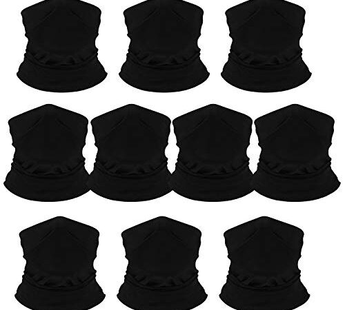 FEPITO 10 Pcs Multifunctional Headband Bandana Scarf, Headwear, Bandana Black