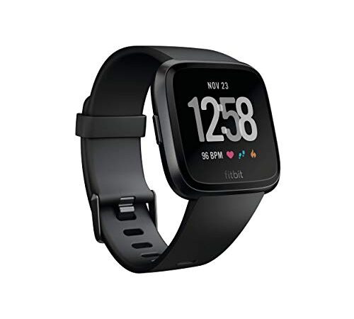 Fitbit Versa Smart Watch, Black/Black Aluminium, One Size (S & L Bands Included) (Renewed)