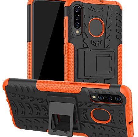 Galaxy A20 Case, Samsung A50 Case, Yiakeng Shockproof Slim Protective with Kickstand Hard Phone Cover for Samsung Galaxy A50/A20/A30 (Orange)