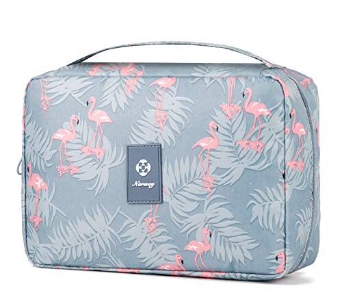 Hanging Travel Toiletry Bag Cosmetic Make up Organizer for Women and Girls Waterproof (Flamingo)