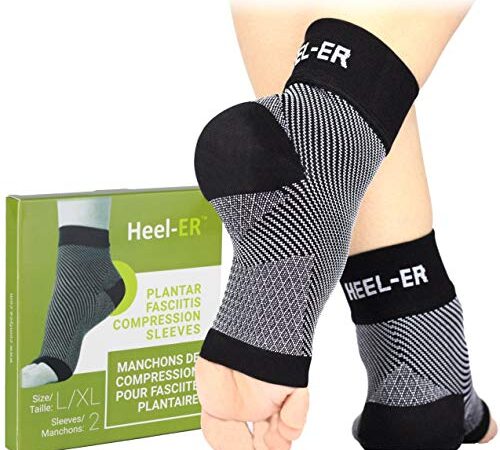 Heel-ER Plantar Fasciitis Compression Foot Sleeves - Socks with Arch & Ankle Support - Brace for Heel Pain Relief, Spur, Sore Feet for Men & Women