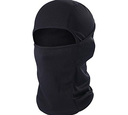 hikevalley Balaclava Face Mask Adjustable Windproof UV Protection Hood (Black), Black, One Size