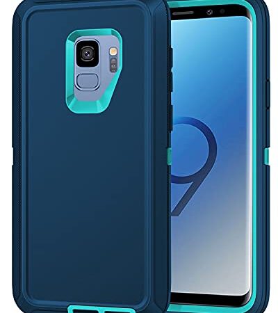 I-HONVA for Galaxy S9 Case Shockproof Dust/Drop Proof 3-Layer Full Body Protection [Without Screen Protector] Rugged Heavy Duty Durable Cover Case for Samsung Galaxy S9, Turquoise