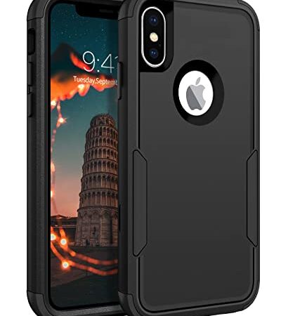 iPhone X Case| iPhone Xs Case| GaoBao 3 in 1 Full Body Protective Rugged Hybrid Hard PC Soft TPU Bumper Shockproof Non-Slip Cases Cover for iPhone X/XS (2017/2018) 5.8 Inch-Black