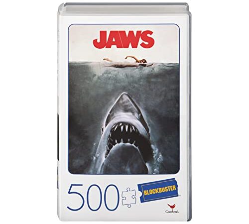 Jaws Movie 500-Piece Puzzle in Plastic Retro Blockbuster VHS Video Case