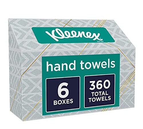 Kleenex Hand Towels, Single-Use Disposable Paper Towels, 6 Boxes, 60 Towels Per Box (360 Towels Total)