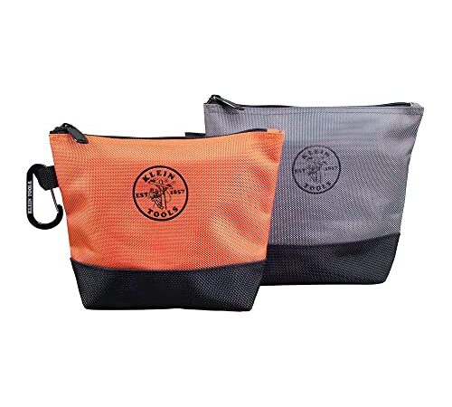 Klein Tools 55470 Utility Bag, Stand-Up Zipper Tool Bags in Orange/Black, Gray/Black, 2-Pack