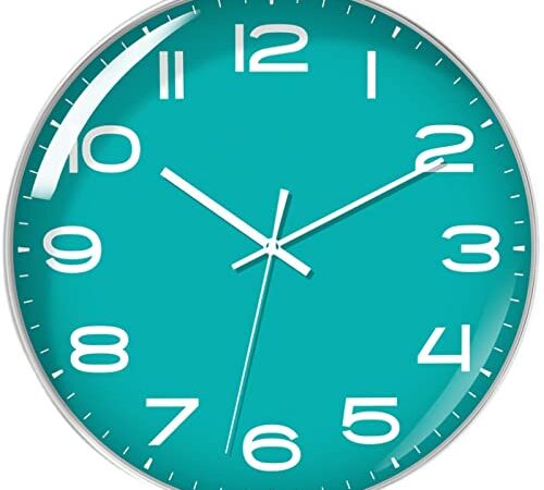 Laigoo 10 inch Green Wall Clock Analog, Silent Non-Ticking, Decorative Modern Wall Clock Battery Operated for Living Room Bathroom Bedroom Kitchen Office School