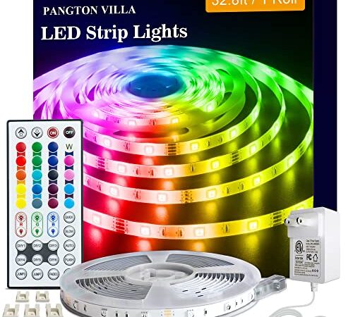 Led Lights Strip for Bedroom, 32.8ft RGB 5050 Led Lights for Bedroom, Room, Kitchen, Home Decor DIY Color Led Light Strip Kit with 44 Key Remote and Power Supply