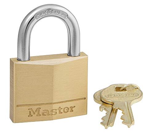 Master Lock 140D Solid Brass Keyed Different Padlock with 1-9/16-Inch Wide Body, 7/8-Inch Shackle