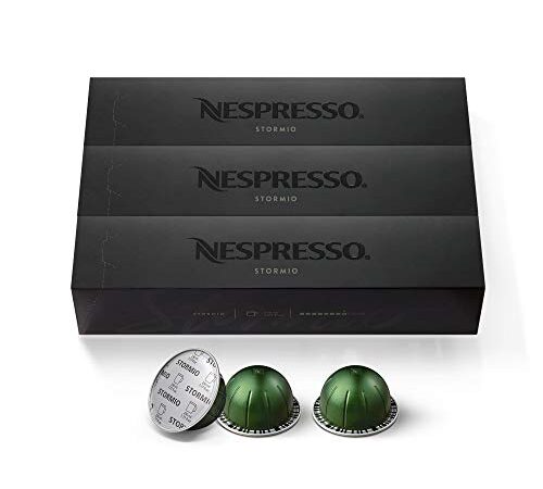 Nespresso Capsules VertuoLine, Stormio, Dark Roast Coffee, 30 Count Coffee Pods, Brews 7.77 Ounce