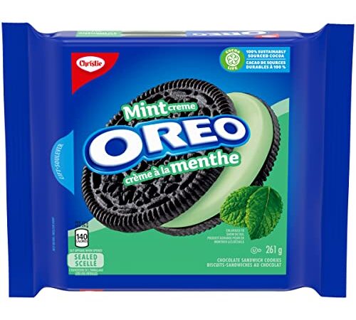 Oreo Mint Crème Sandwich Cookies, 261g Back to School Snacks