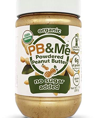 PB&Me Natural Powdered Peanut Butter - Gluten Free, High Protein, Less Calorie Peanut Butter for Smoothie And Protein Shake Add Ins- 87% Less Fat than Creamy Peanut Butter - No Sugar, 200G