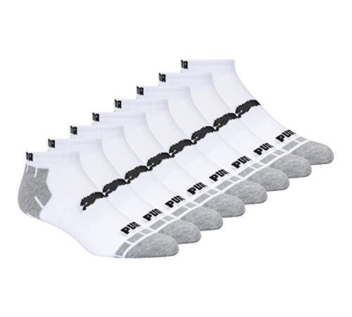 PUMA Men's 8 Pack Low Cut Socks, White/Grey, 10-13