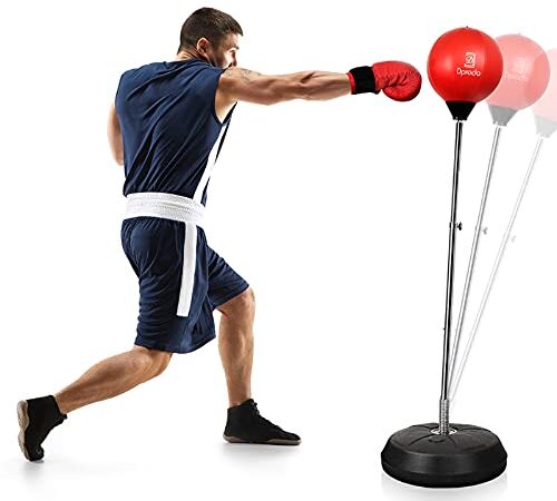 Punching Bag with Stand Freestanding Boxing Bag, Dprodo Adjustable Speed Reflex Training Bag for Adults Kids Plus Boxing Gloves