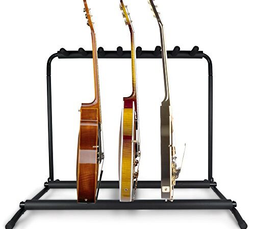 Pyle Multi Guitar Stand 7 Holder Foldable Universal Display Rack With No slip Rubber Padding - PGST43