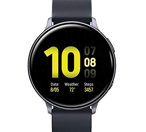 Samsung Galaxy Watch Active2 (Silicon Strap + Aluminum Bezel) Bluetooth - International (Aqua Black, R820-44mm), R820-44mm