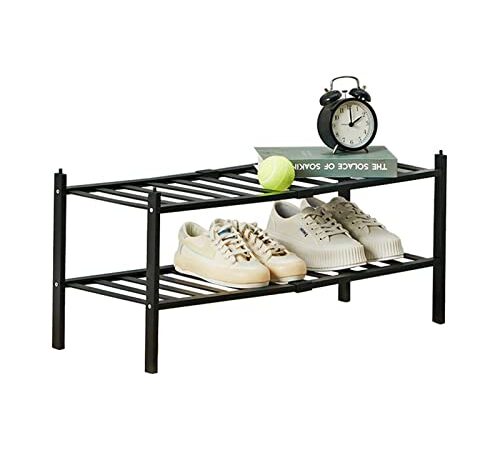 Shoe Rack 2-Tier Shoe Rack Bamboo Shoe Shelf Storage Organizer Stackable Rack for Entryway, Hallway, Closet (Bamboo, 2 Tier)