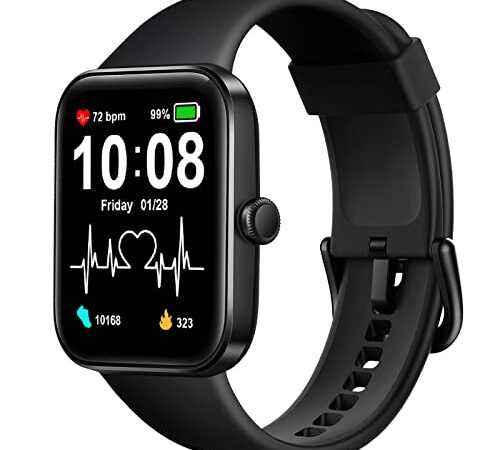 Smart Watch for Men Women, Activity Fitness Tracker Blood Oxygen Heart Rate Sleep Monitor Pedometer,1.69" DIY Full Touch Screen with 14 Sport Modes, 5ATM Waterproof iOS Android Smart Watch