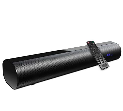 Sound Bar, 19-inch Soundbar, 60W Sound Bar for TV with Wireless Bluetooth 5.0, Small TV Sound Bar, TV Speaker,4 EQ, Built-in DSP, Optical/Aux/USB, Remote Control, Wall Mountable