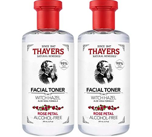 THAYERS Alcohol-Free Witch Hazel Rose Petal Face Toner Skin Care with Aloe Vera, Natural Gentle Facial Toner, for All Skin Types, Duo Pack (2 x 355mL)