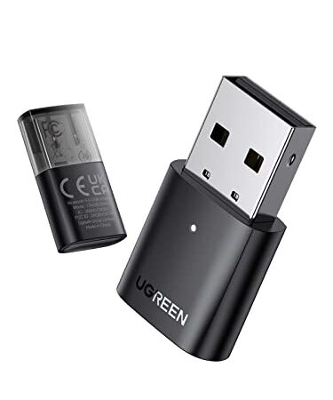 UGREEN USB Bluetooth 5.0 Adapter, Wireless Bluetooth Receiver for PC, 5-Devices Pairing Simultaneously, Bluetooth Dongle for PC, Laptop, Keyboard,Mouse, Speaker,Printer, Support Windows 11/10/8.1/7