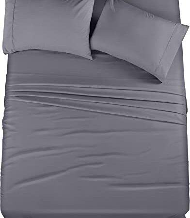 Utopia Bedding Bed Sheet Set - 4 Piece Full Bedding - Soft Brushed Microfiber Fabric - Shrinkage & Fade Resistant - Easy Care (Full, Grey)