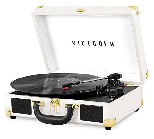 Victrola Vintage 3-Speed Bluetooth Suitcase Turntable with Speakers, White