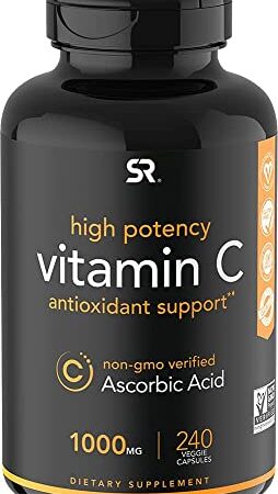 Vitamin C 1000mg (240 Veggie-Capsules) | Non-GMO Project Verified Vitamin C Supplement for Immune Support & Antioxidant Protection