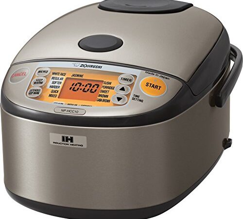 ZOJI Zojirushi NP-HCC10XH Induction Heating System Rice Cooker and Warmer, 1 L (Up to 5.5 cups), Stainless Dark Gray