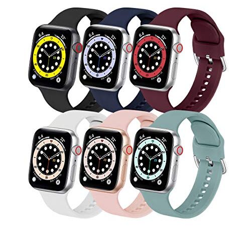 6 Pack Sport Band Compatible with Apple Watch Band 38mm 40mm 41mm 42mm 44mm 45mm 49mm iwatch Bands Series 8 7 6 5 4 3 2 1 SE Ultra Bracelet Soft Silicone Sport Straps for Women and Men,eCamframe