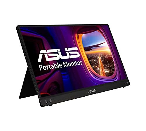 ASUS ZenScreen 15.6” 1080P Portable Monitor (MB16ACV) - Full HD, IPS, Eye Care, Flicker Free, Blue Light Filter, Kickstand, USB-C Power Delivery, for Laptop, PC, Phone, Console, Antibacterial Surface