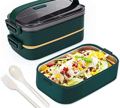 Bento Lunch Box, Stackable Lunch Box Container Cute Lunch Boxes for Kids with Utensils, Leakproof Lunch Containers for Adults, Dishwasher & Microwave Safe Japanese Bento-Food Storage Containers