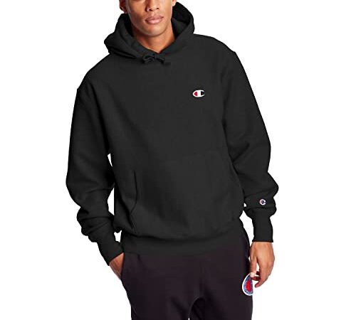 Champion Men's Reverse Weave Pullover Hoodie Print, Black, Large