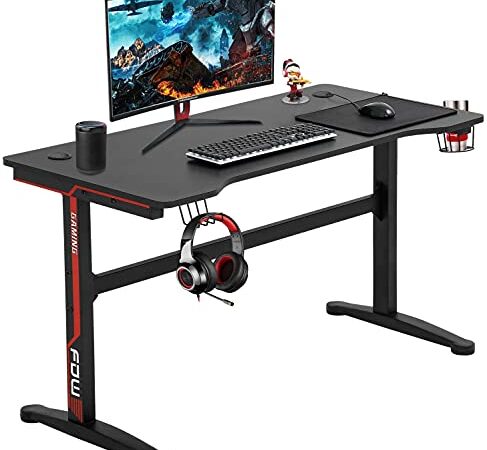 Computer Gaming Desk with Cup Holder Headphone Hook PC Computer Desk Ergonomic Gaming Table Gamer Workstation for Player