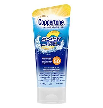 Coppertone Sport Clear Sunscreen SPF 50, Water-Resistant Sport Sunscreen Gel, Rubs In Clear and Stays On Strong When You Sweat