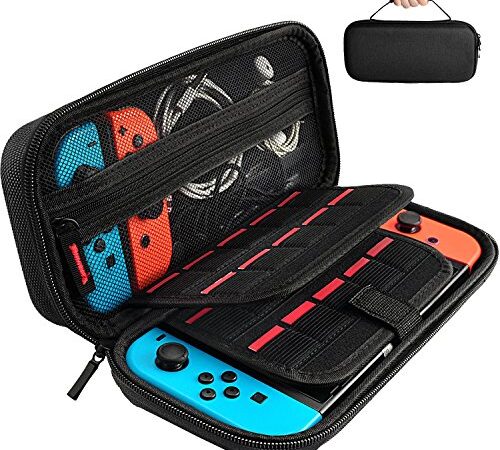 Daydayup Switch Carrying Case compatible with Nintendo Switch/Switch OLED - 20 Game Cartridges Protective Hard Shell Travel Carrying Case Pouch for Console & Accessories