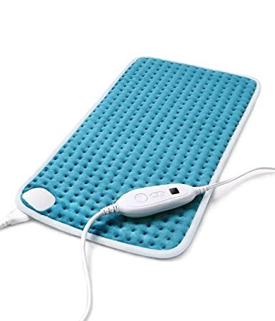 Electric Heating Pad, 12 In X 24 In Fast Heating Pads For Back Neck And Shoulders, Large Heated Pad For Moist & Dry Therapy, 6 Heating Setting, 2 Hours Auto Off, Machine Washable, ETL Certified (Blue)