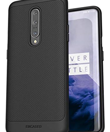 Encased Case Designed for OnePlus 7 Pro Thin Armor Slim Fit Flexible Grip Phone Cover - Black