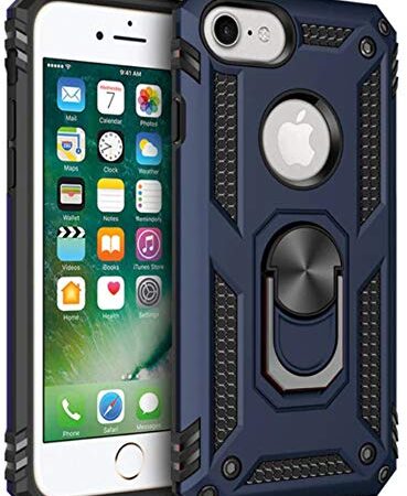 for iPhone 6 Case/iPhone 6S Case, Kinoto Lifeproof Cases with Ring for Apple iPhone 6/6S 4.7" Qi Slim Silicone Hard Transparent Cover Hybrid Shock Absorption Thin Rugged Soft TPU (Navy Blue)