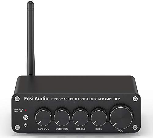 Fosi Audio BT30D Bluetooth 5.0 Stereo Audio Receiver Amplifier 2.1 Channel Mini Hi-Fi Class D Integrated Amp 50 Watt x2+100 Watt for Home Outdoor Passive Speakers/Subwoofer Powered Subwoofer