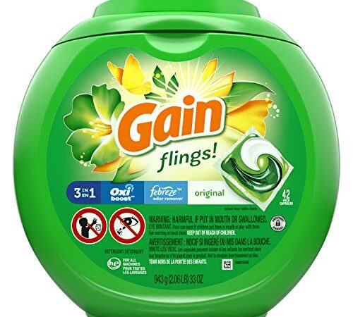 Gain flings! Laundry Detergent Liquid Pacs, Original, 42 Count - Packaging May Vary, 2.06 Pound (Pack of 1)