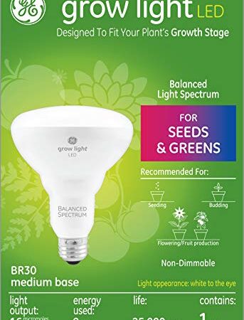 GE Lighting BR30 Full Spectrum LED Grow Light Bulb for Indoor Plants - 9W, Full, Balanced Lighting for Seeds & Greens