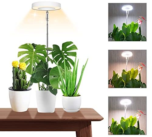 Grow Lights for Indoor Plants, Wiaxulay 48 LEDs Full Spectrum Plant Grow Lights, Height Adjustable Growing Lamp with Auto On/Off Timer 3/9/12H, 10 Dimmable Levels, 3 Light Modes Small Plant Light