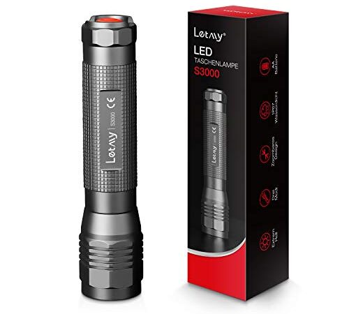 High-Powered LED Flashlight S3000, LETMY Super Bright Flashlights - High Lumen, IP67 Water Resistant, 3 Modes and Zoomable for Camping, Emergency, Hiking, Gift