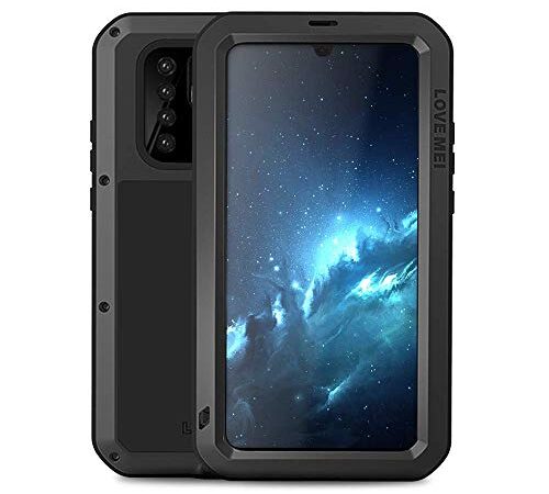 Huawei P30 Pro Case,Bpowe Armor Tank Aluminum Metal Gorilla Glass Shockproof Military Heavy Duty Sturdy Protector Cover Hard Case for Huawei P30 Pro (Black)